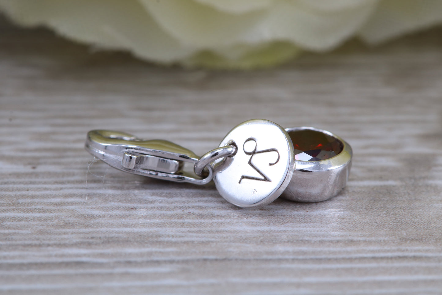 Sterling Silver January Garnet Birthstone Charm