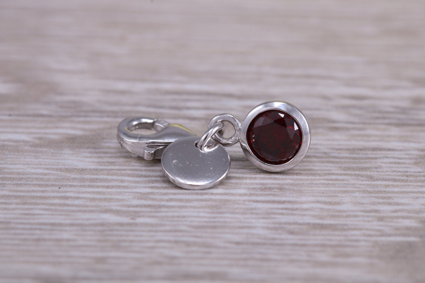 Sterling Silver January Garnet Birthstone Charm