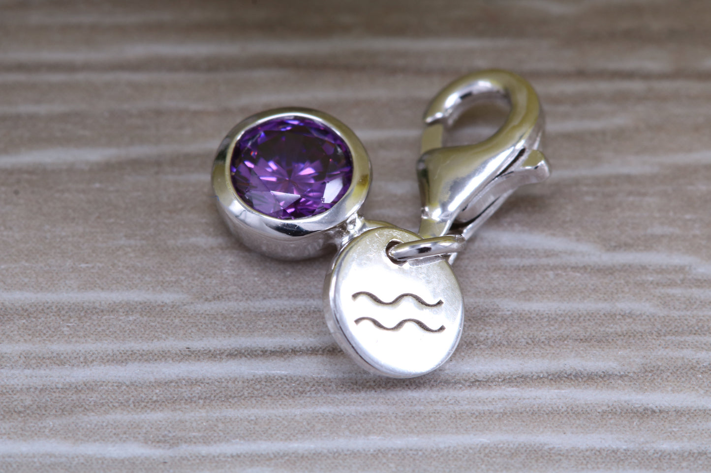 Sterling Silver February Amethyst Birthstone Charm