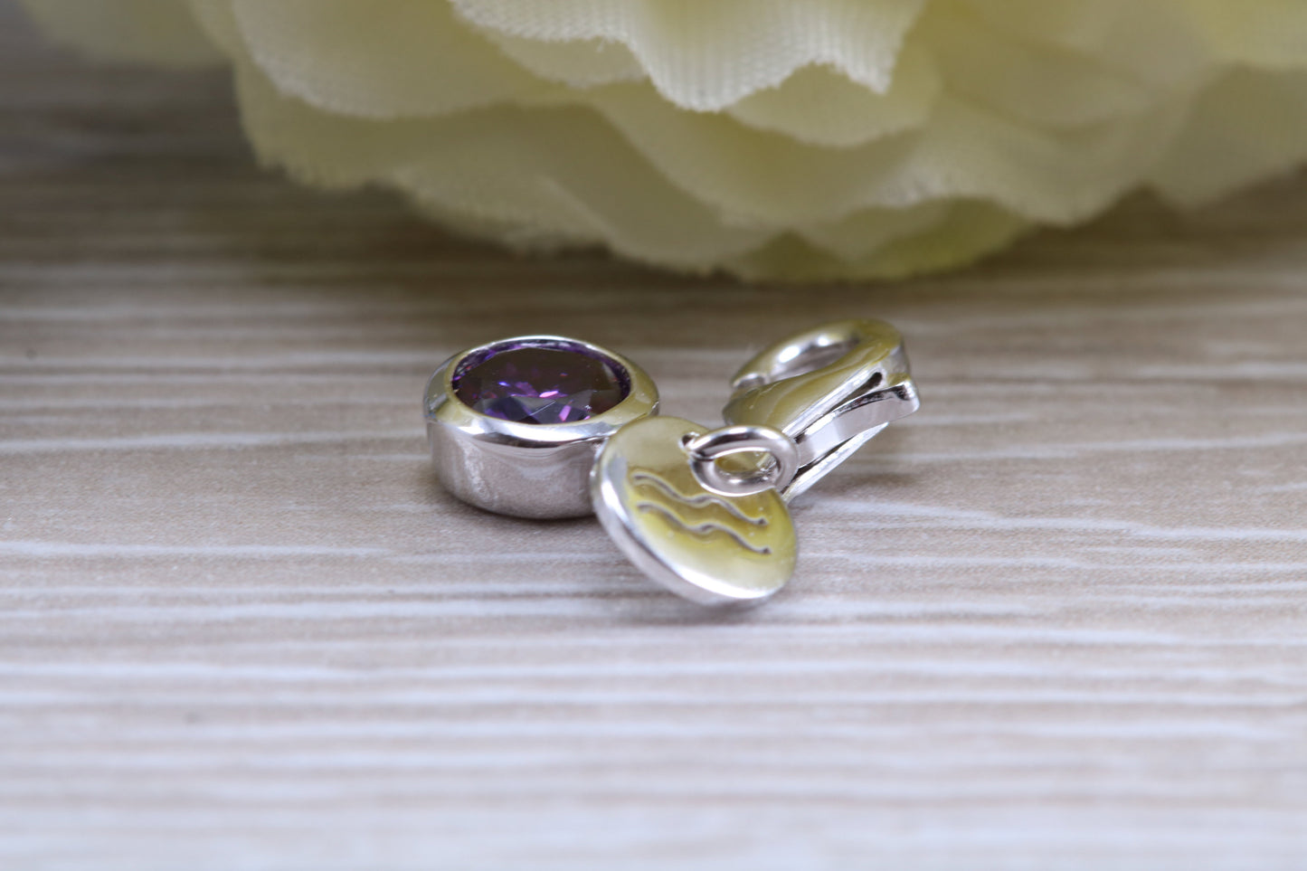 Sterling Silver February Amethyst Birthstone Charm