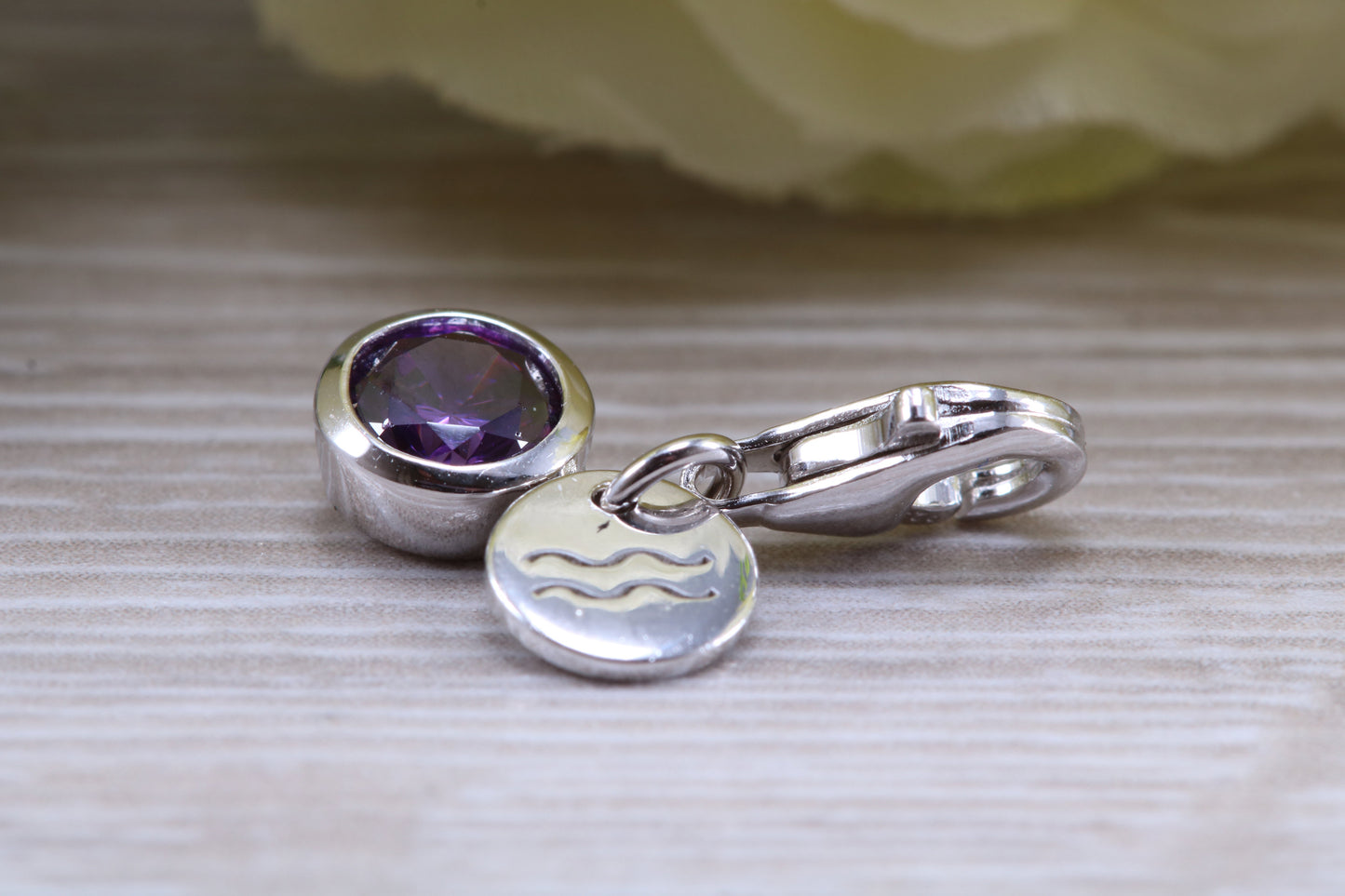 Sterling Silver February Amethyst Birthstone Charm