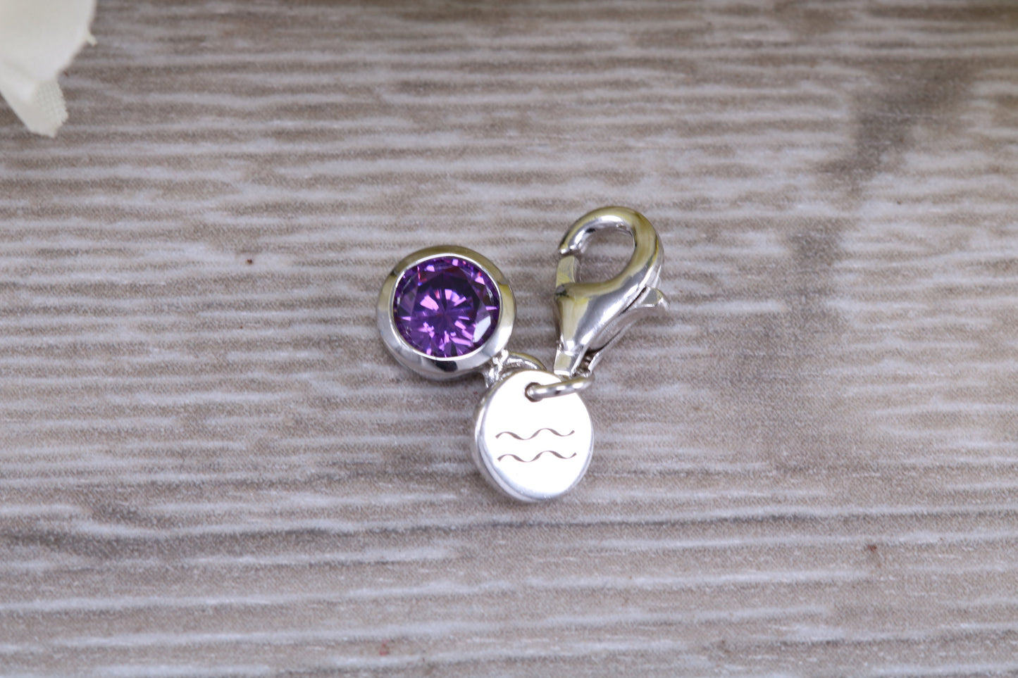 Sterling Silver February Amethyst Birthstone Charm