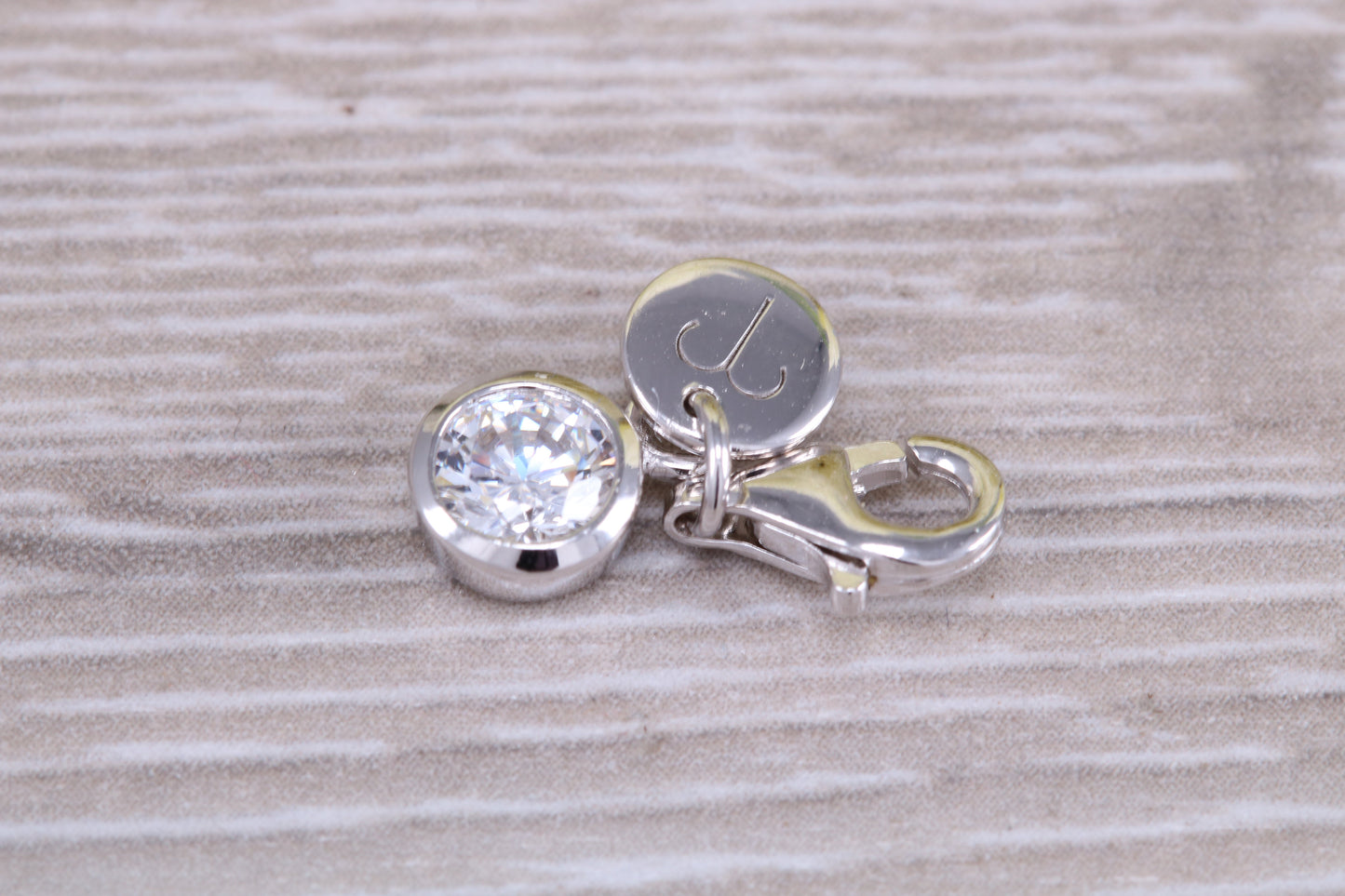Sterling Silver April Diamond C Z Birthstone Charm