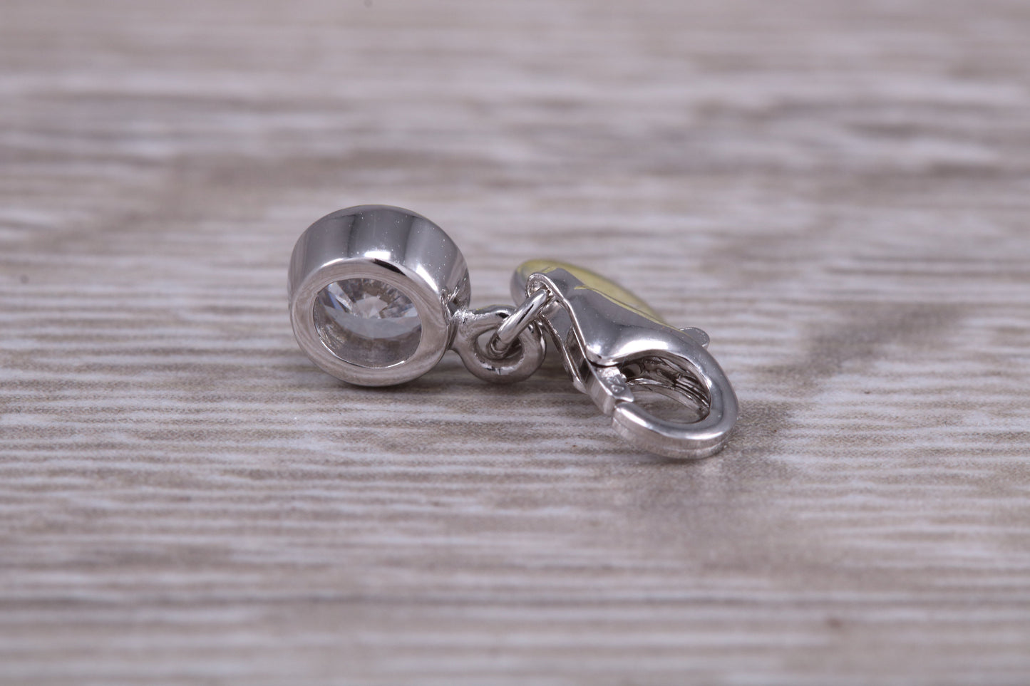 Sterling Silver April Diamond C Z Birthstone Charm