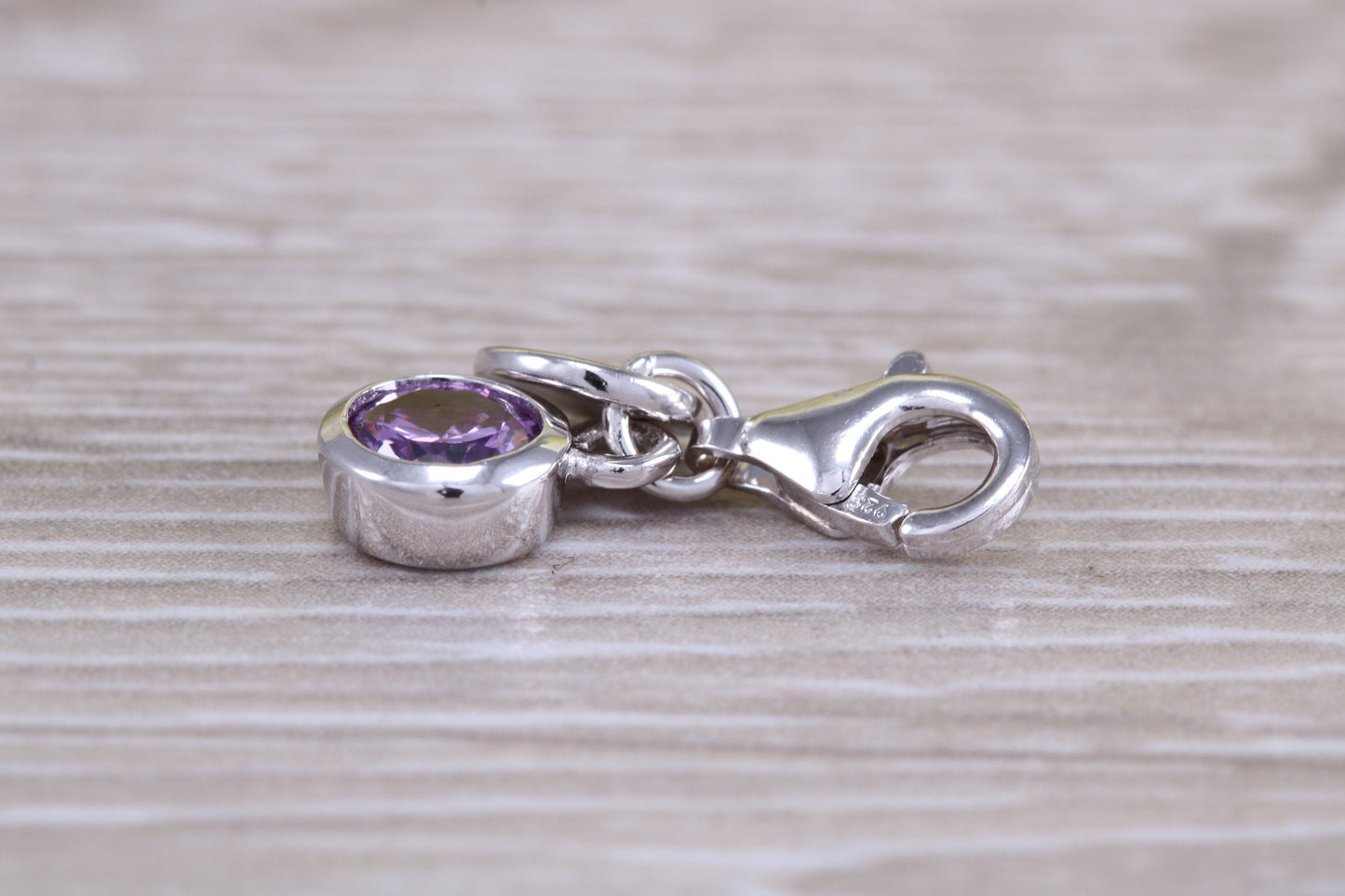 Sterling Silver June light Amethyst Birthstone Charm