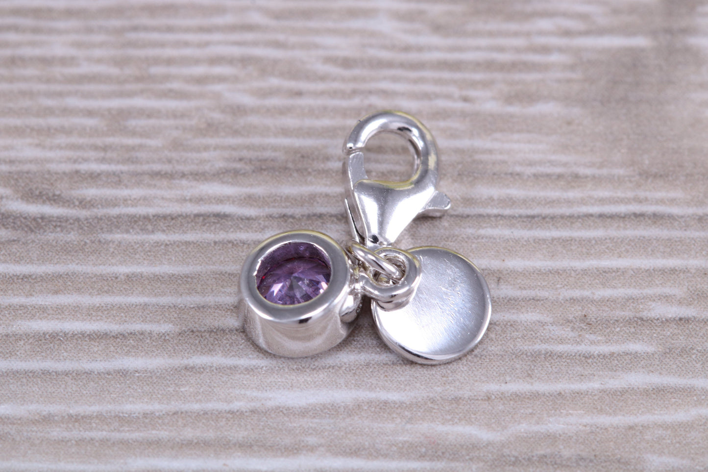 Sterling Silver June light Amethyst Birthstone Charm