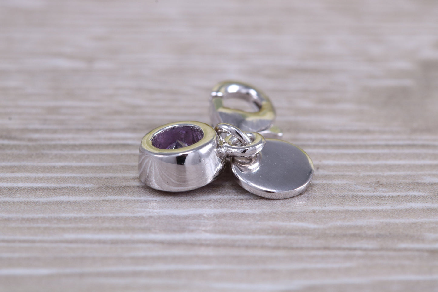 Sterling Silver June light Amethyst Birthstone Charm