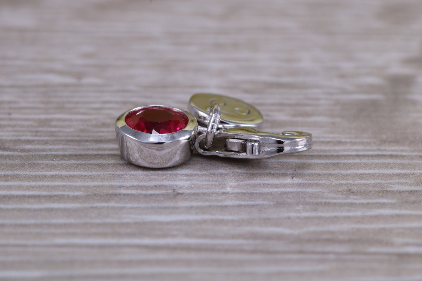 Sterling Silver July Ruby Birthstone Charm