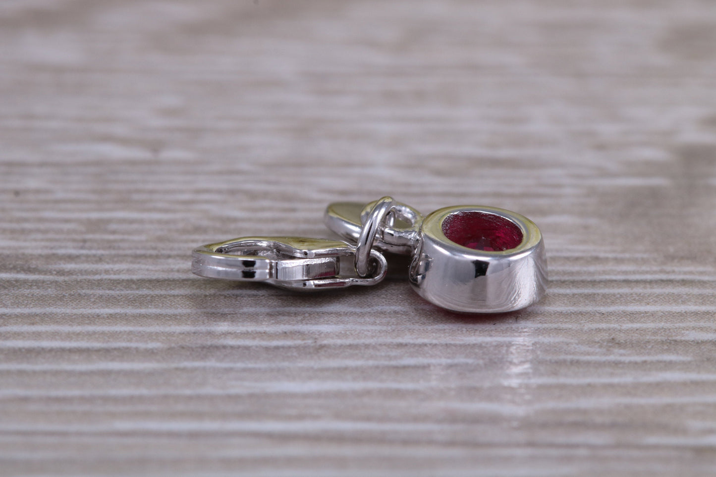 Sterling Silver July Ruby Birthstone Charm
