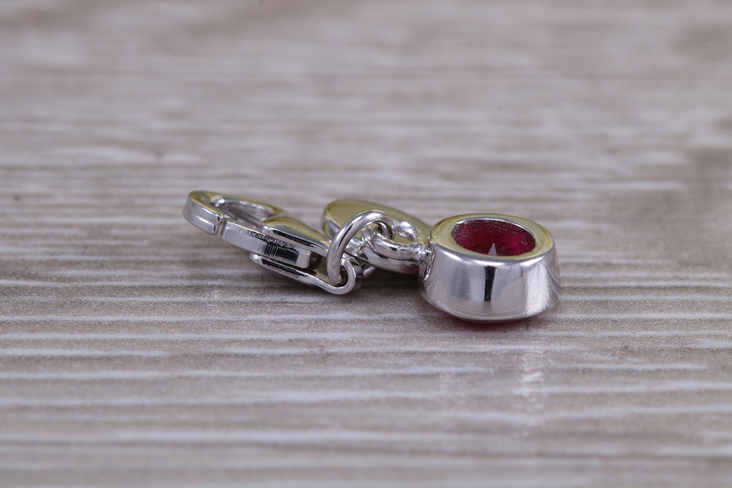 Sterling Silver July Ruby Birthstone Charm
