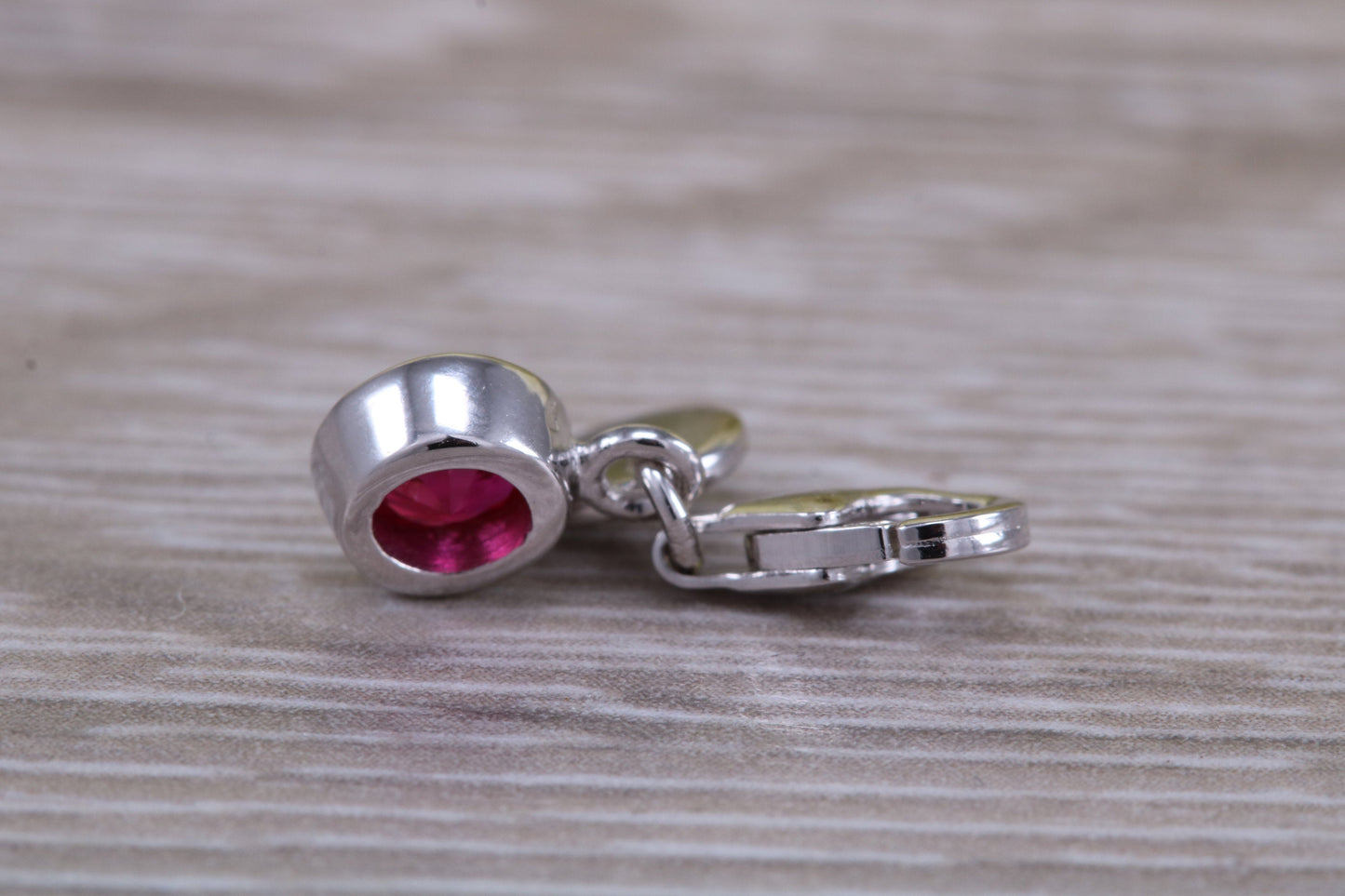 Sterling Silver July Ruby Birthstone Charm