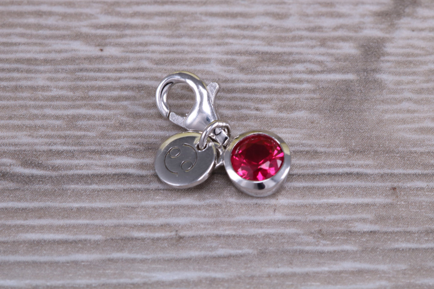 Sterling Silver July Ruby Birthstone Charm