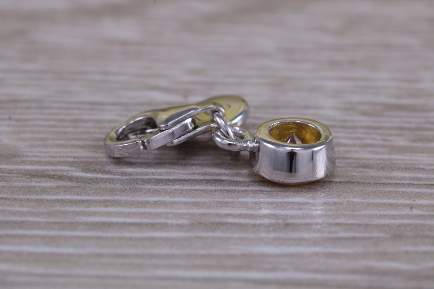 Sterling Silver November Yellow Topaz Birthstone Charm