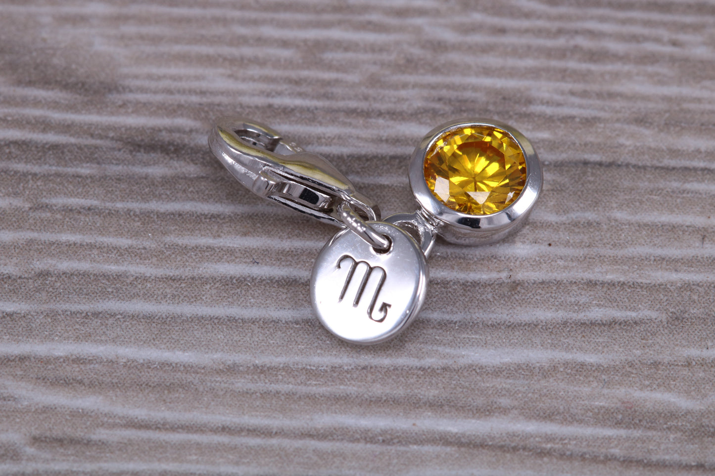 Sterling Silver November Yellow Topaz Birthstone Charm