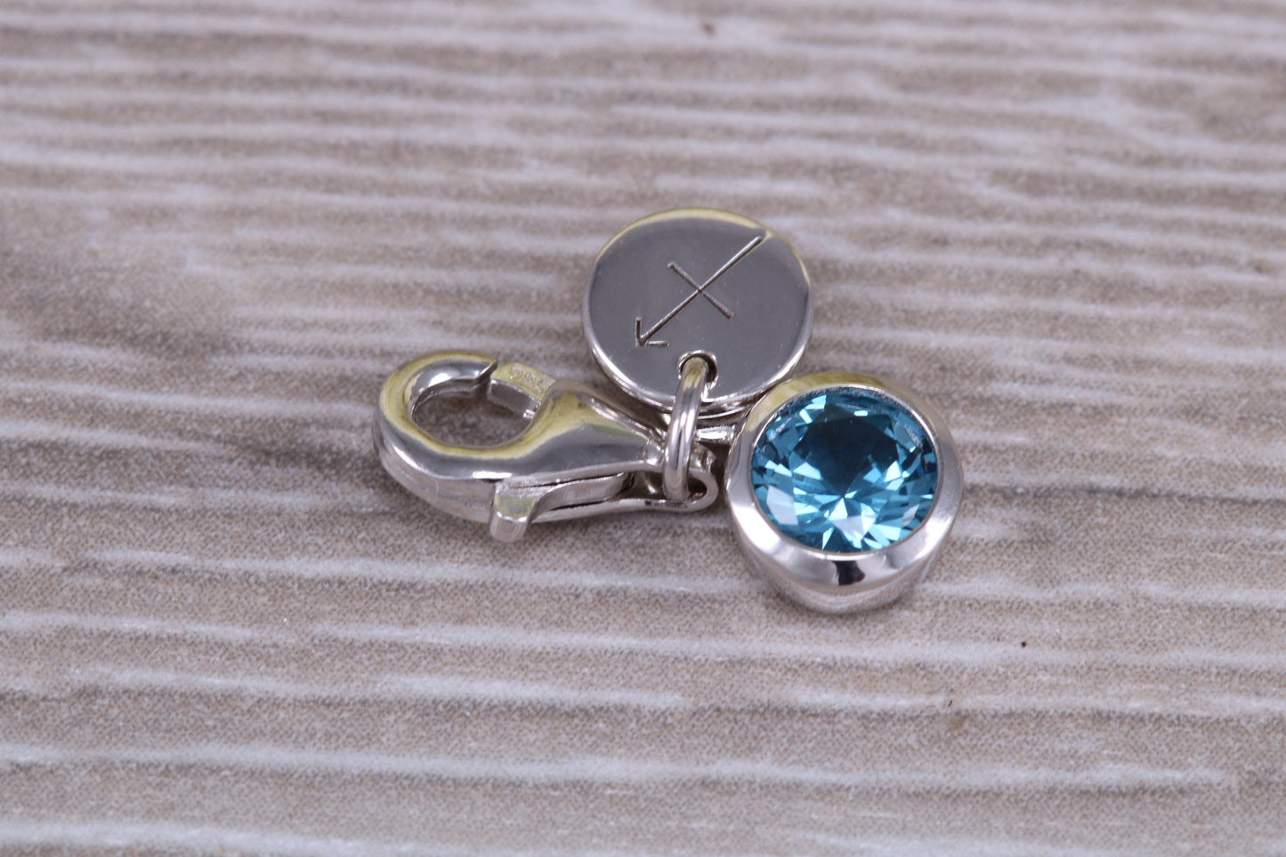 Sterling Silver December Blue Zircon Birthstone Charm