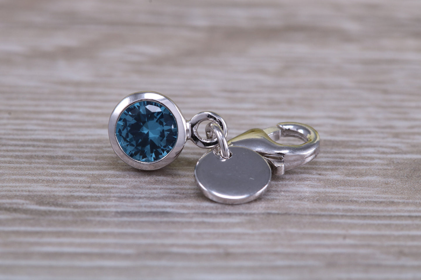 Sterling Silver December Blue Zircon Birthstone Charm