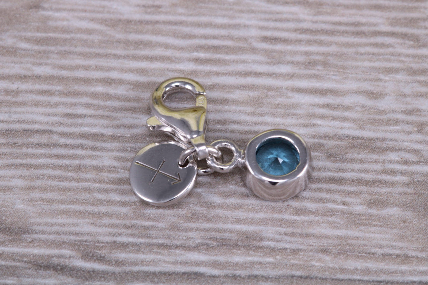 Sterling Silver December Blue Zircon Birthstone Charm