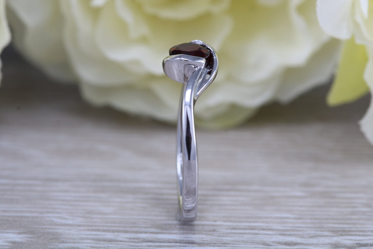 Sterling Silver January Real Garnet Birthstone Ring