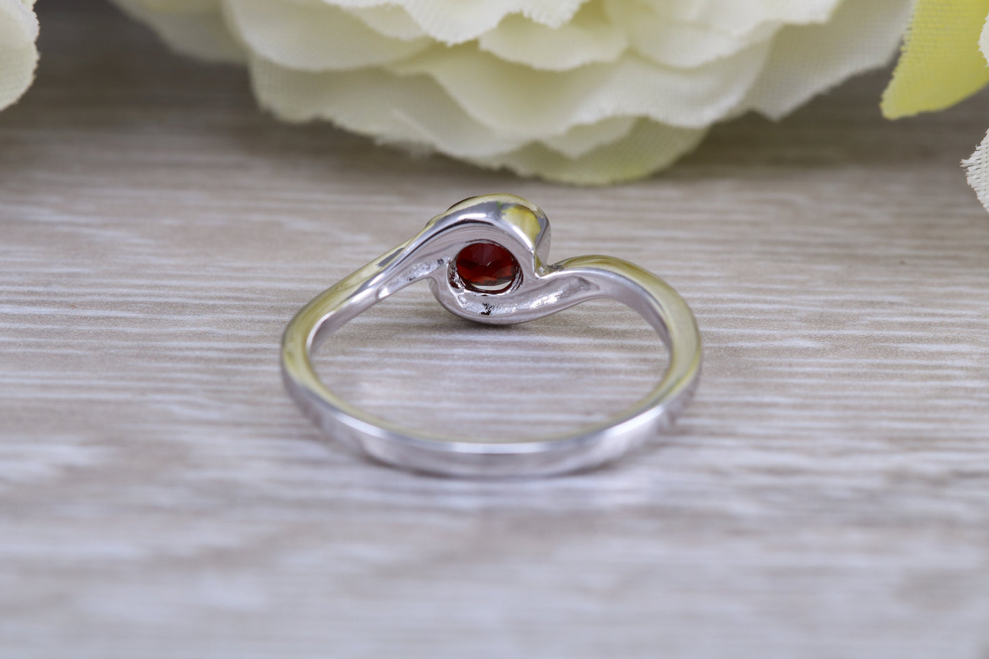 Sterling Silver January Real Garnet Birthstone Ring