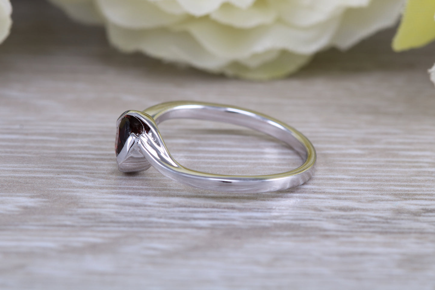 Sterling Silver January Real Garnet Birthstone Ring