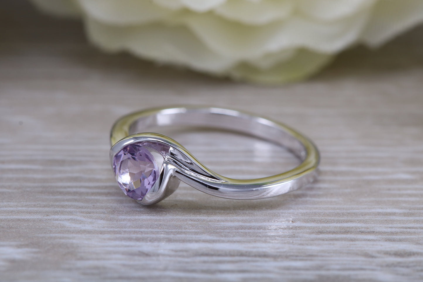 Sterling Silver February Real Amethyst Birthstone Ring