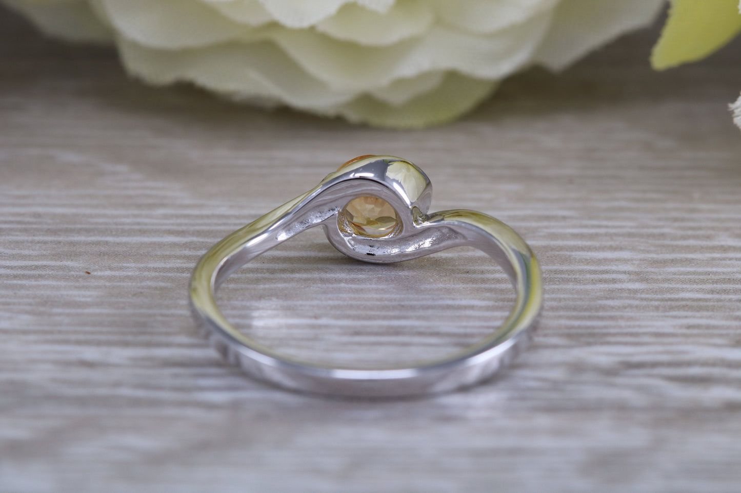 Sterling Silver November Real Citrine Birthstone Ring