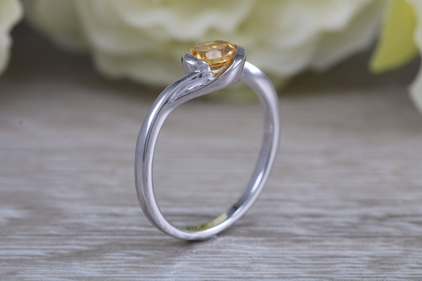 Sterling Silver November Real Citrine Birthstone Ring