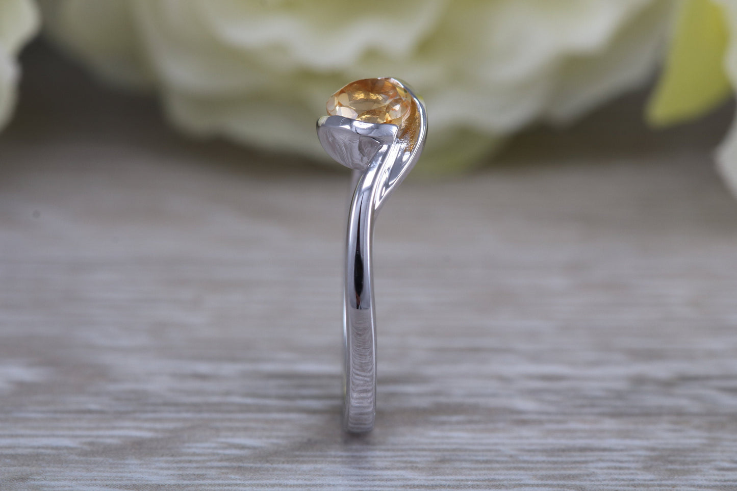 Sterling Silver November Real Citrine Birthstone Ring