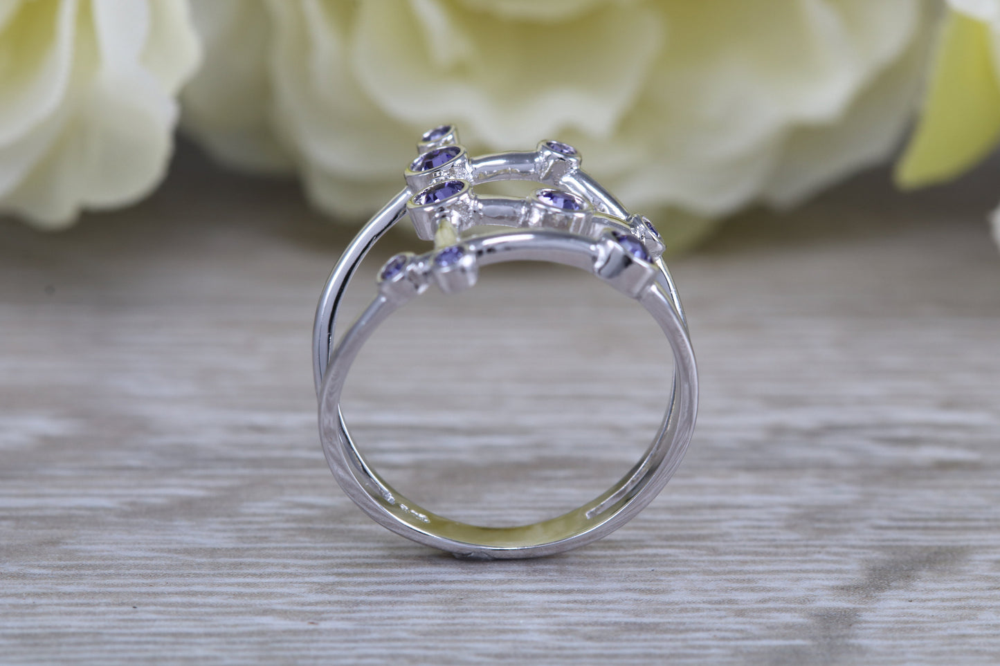 Real Tanzanite Chakra Ring made from Solid Sterling Silver