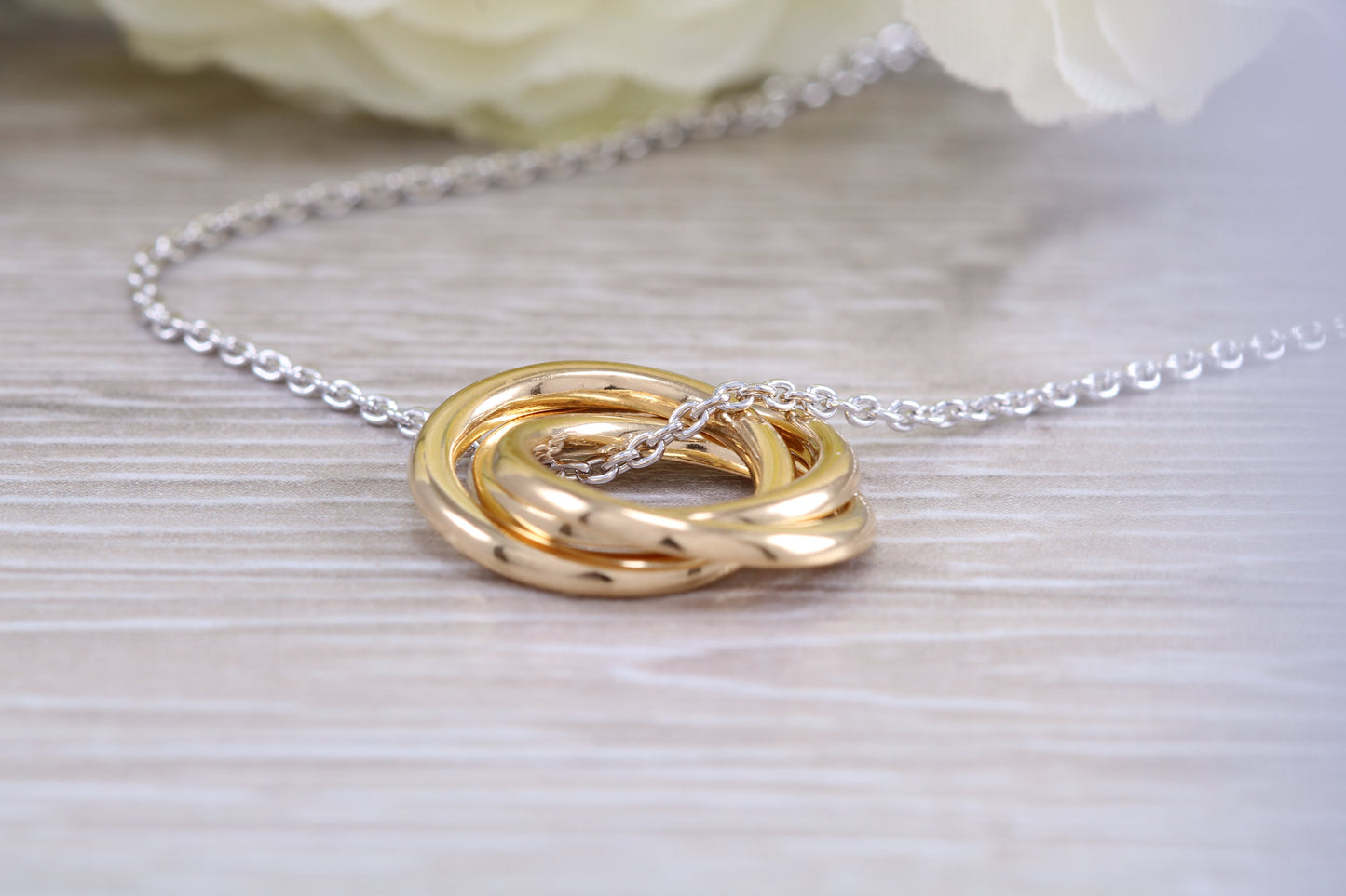 Sterling Silver Three Ring Necklace
