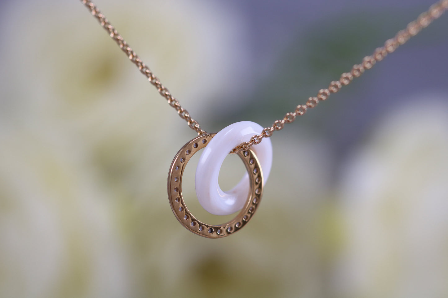 Sterling Silver C Z set Ring Necklace