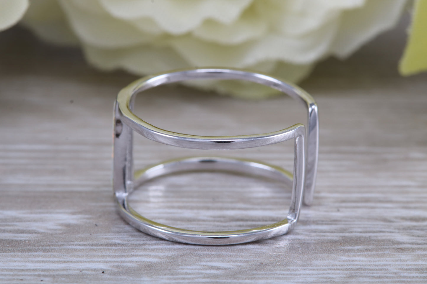 Opal dress ring, solid sterling silver ring further rhodium plated for that platinum look
