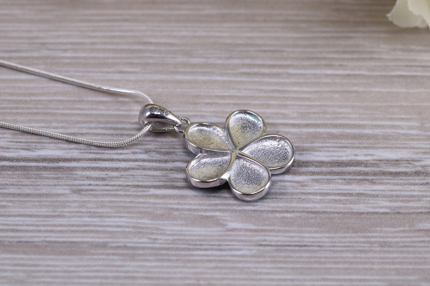 Silver Daisy Flower Opal Necklace