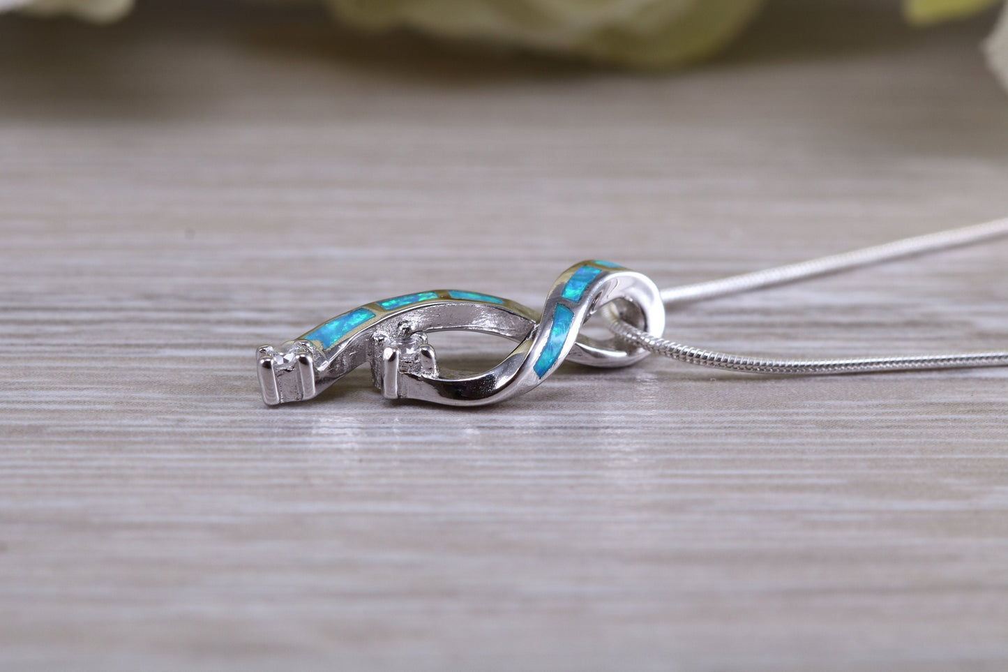 Sterling Silver Blue Opal Necklace