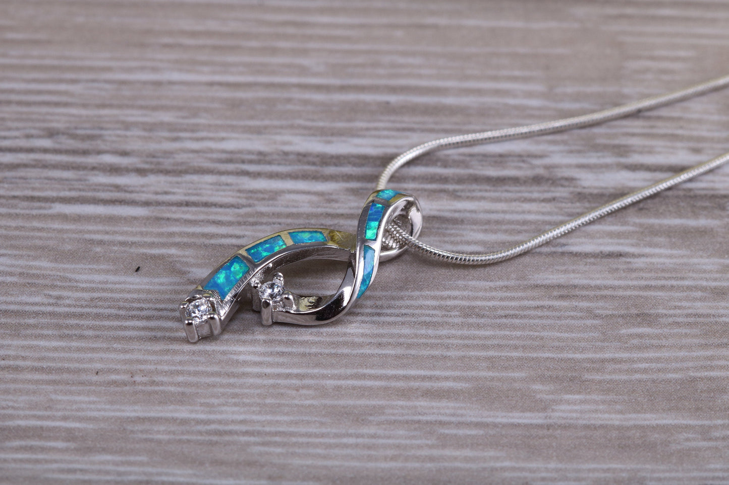 Sterling Silver Blue Opal Necklace