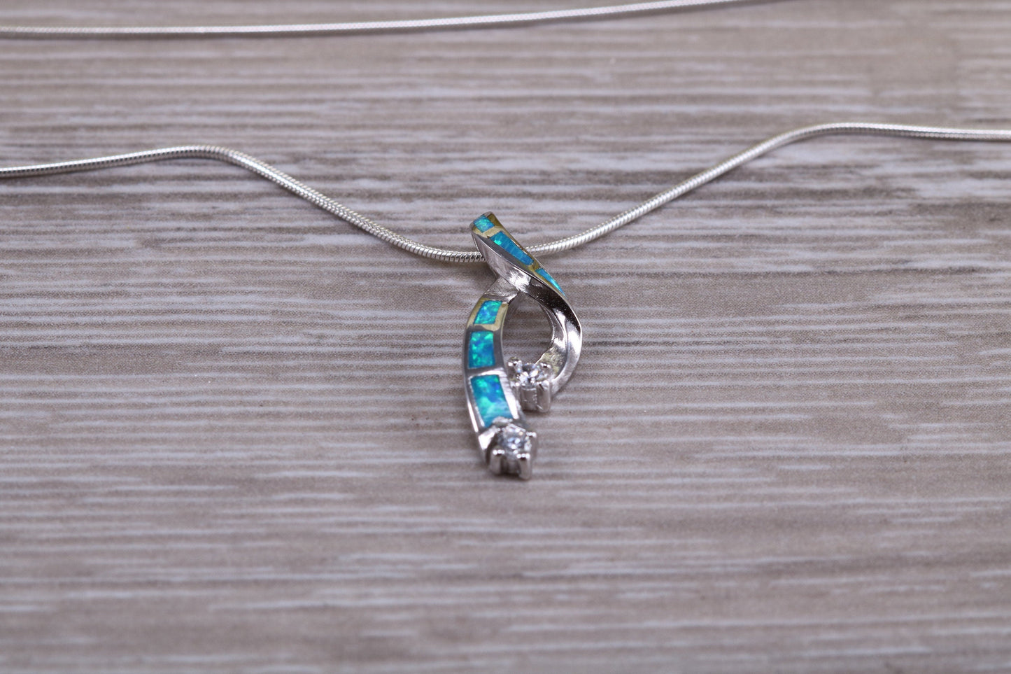 Sterling Silver Blue Opal Necklace