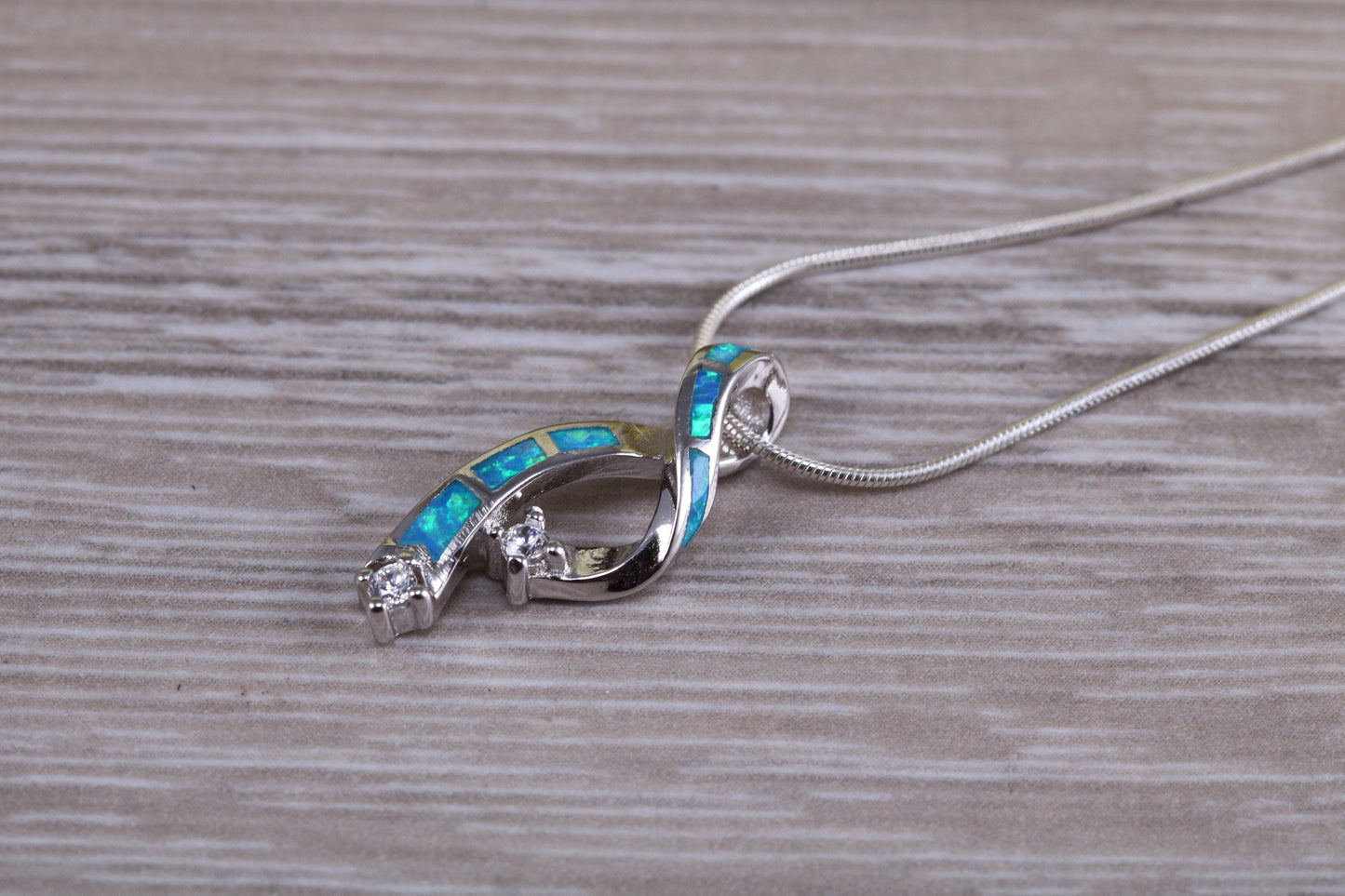 Sterling Silver Blue Opal Necklace
