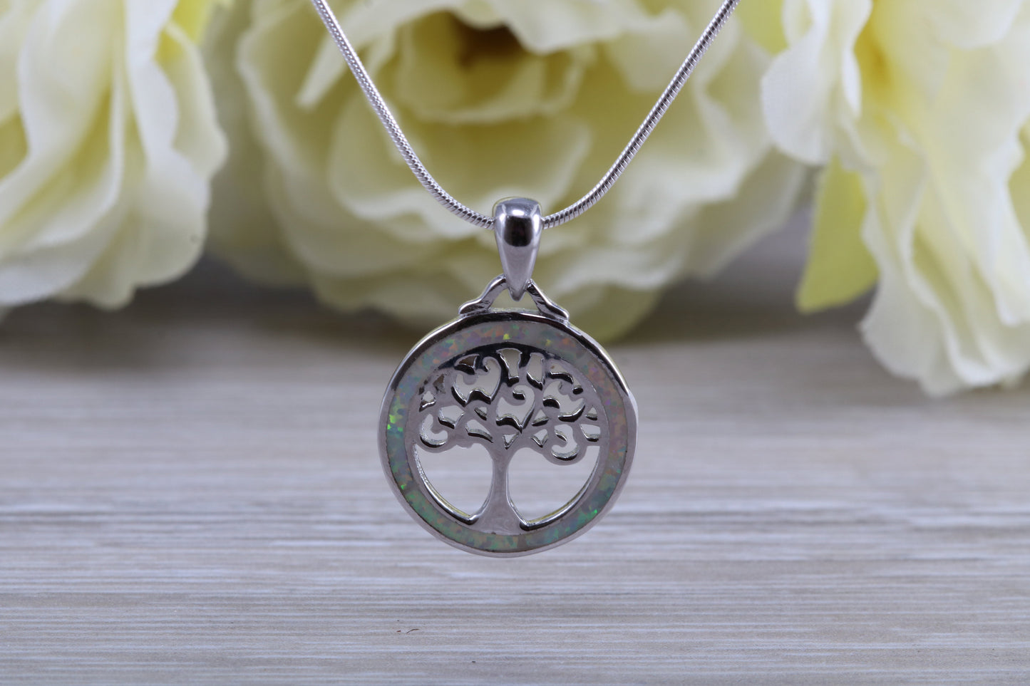 Opal Tree of Life Necklace in Sterling Silver