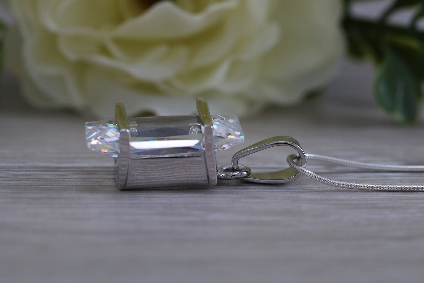 Large C Z set Sterling Silver Necklace