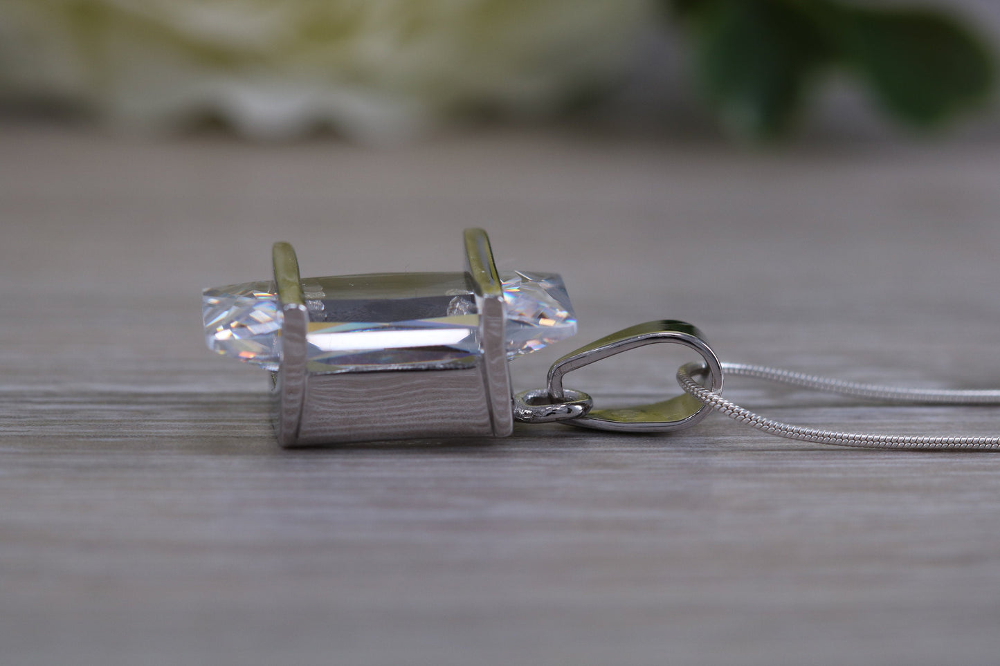Large C Z set Sterling Silver Necklace