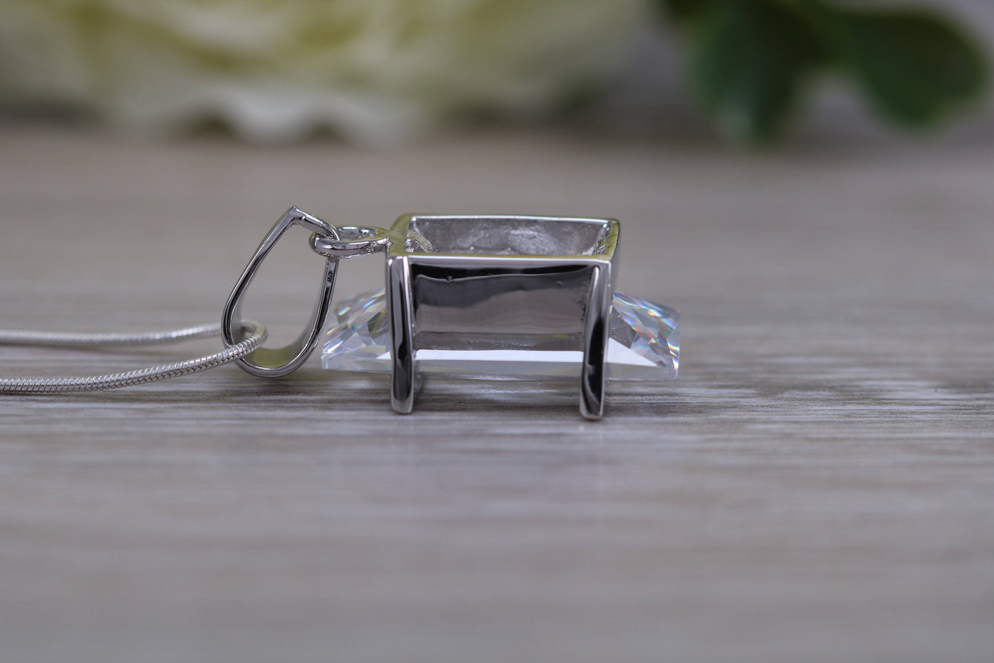 Large C Z set Sterling Silver Necklace