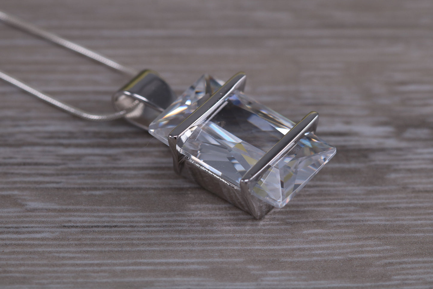 Large C Z set Sterling Silver Necklace