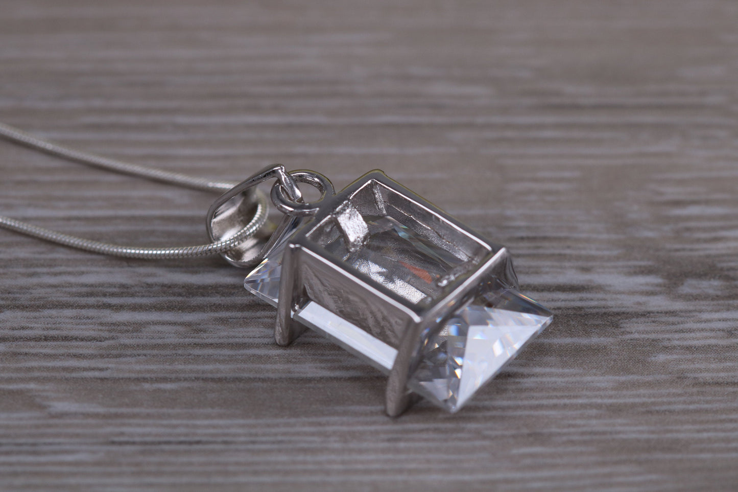 Large C Z set Sterling Silver Necklace