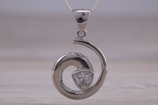 Dressy Swirl C Z set Sterling Silver Necklace