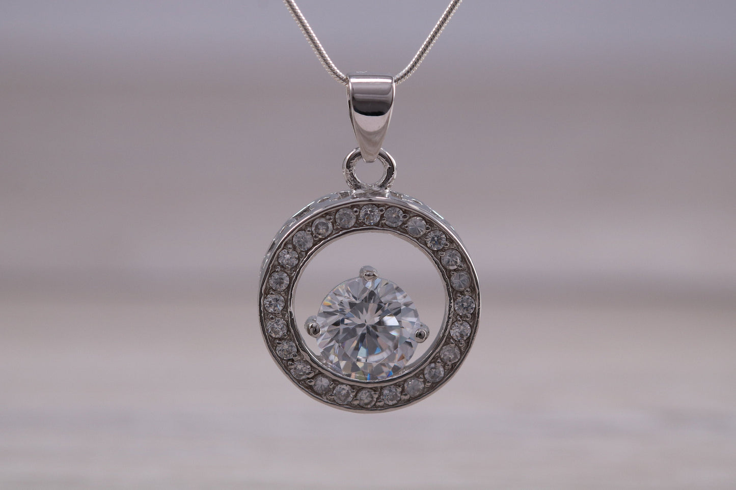 Dressy C Z set Sterling Silver Necklace