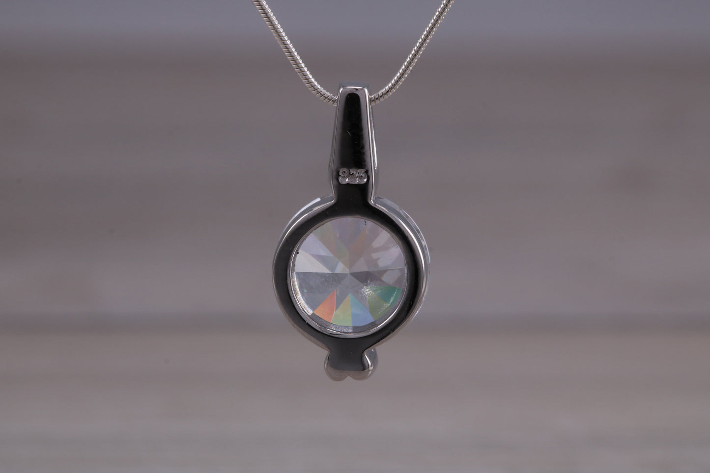 Sterling Silver C Z set Solitaire Necklace