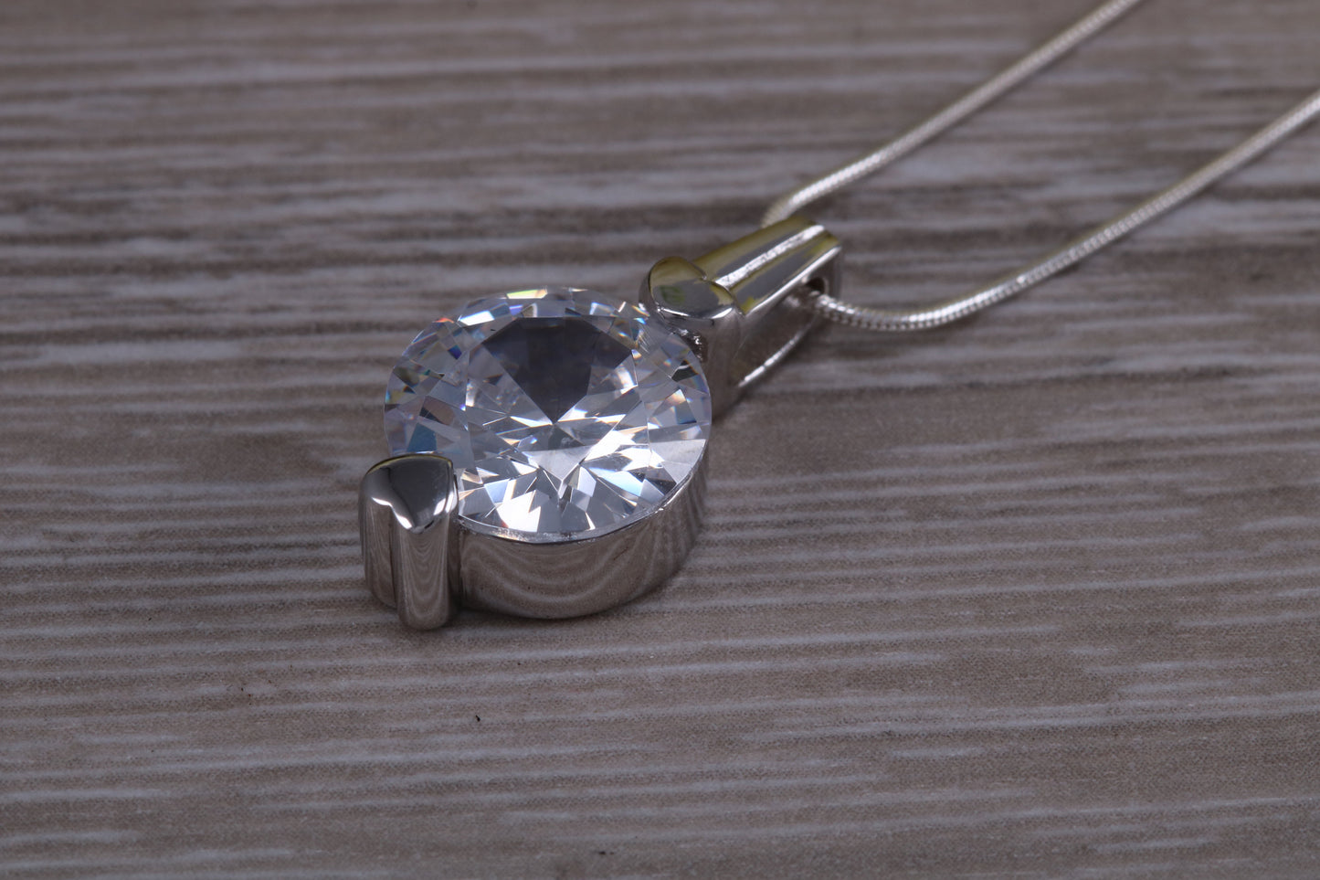 Sterling Silver C Z set Solitaire Necklace