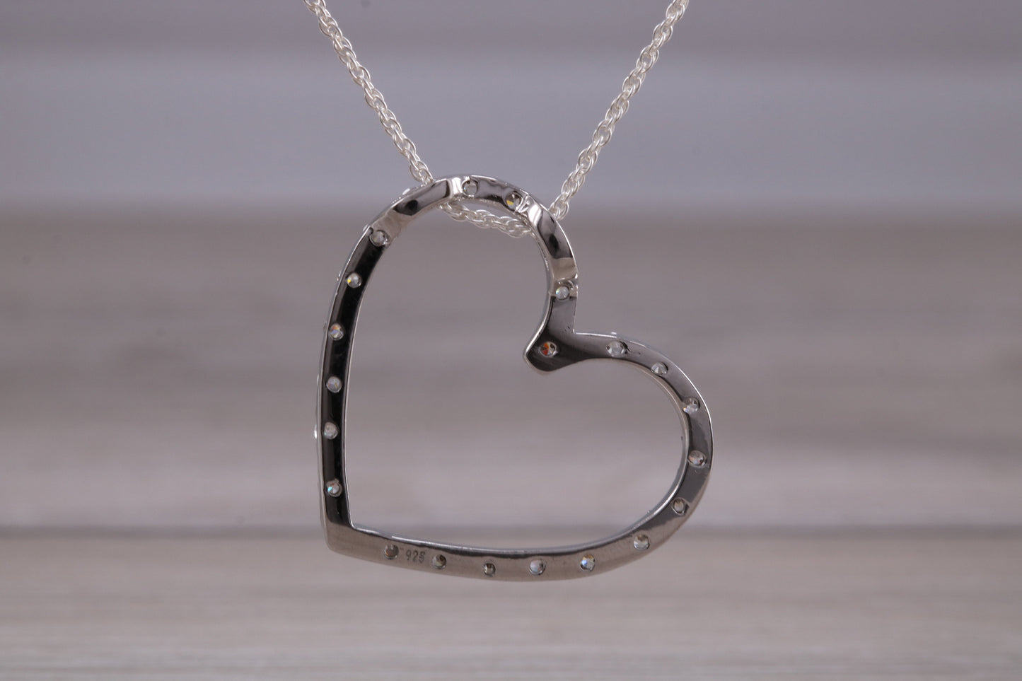 Silver Large Love Heart Necklace