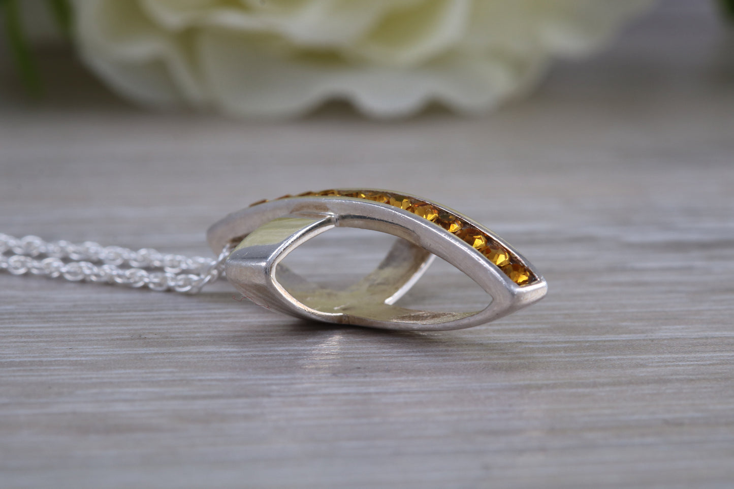 Sterling Silver Yellow C Z set Cross Necklace