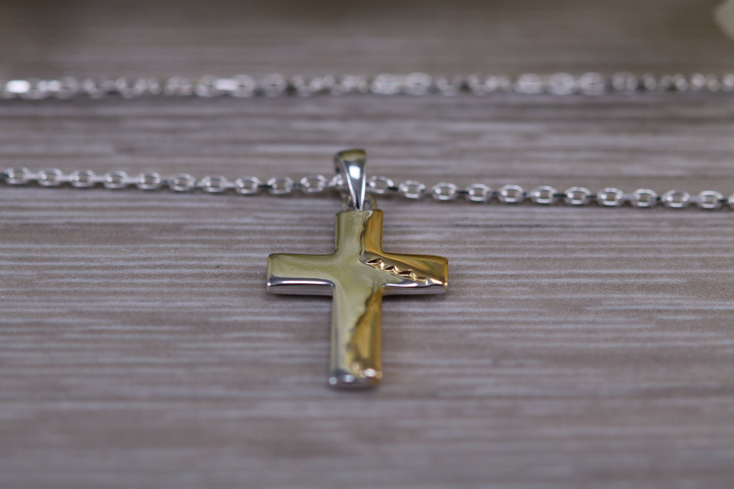 Sterling Silver Two Tone Cross Necklace
